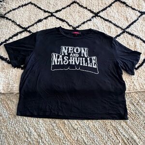 Rock & Roll Cowgirl Neon and Nashville graphic tee Size Small